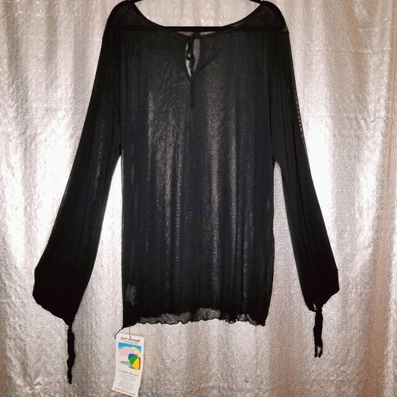 Sun Streak BNWT M sheer black swimsuit cover-up - Picture 1 of 6